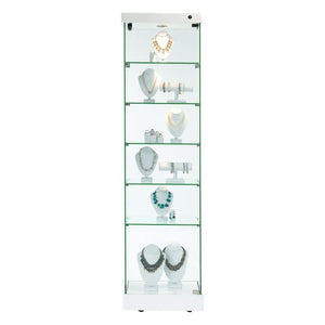 Napoli White Display Cabinet Tall Narrow