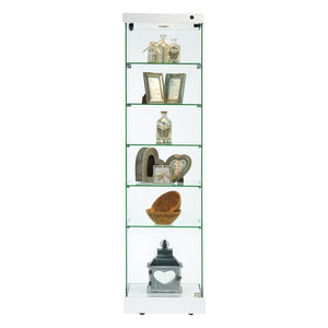 Napoli White Display Cabinet Tall Narrow