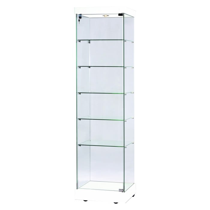 Napoli White Display Cabinet Tall Narrow