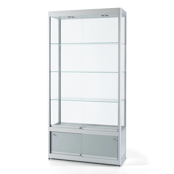 Aspire GPC 1200 Glass Display Cabinet with Storage silver – Display ...