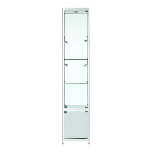 Vista Silver Display Cabinet Tall Narrow (with storage)